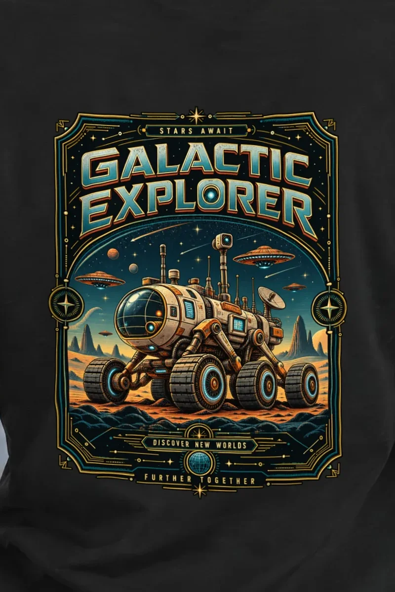 "Stars Await" Heavyweight Unisex Crewneck T-shirt - the graphic up close