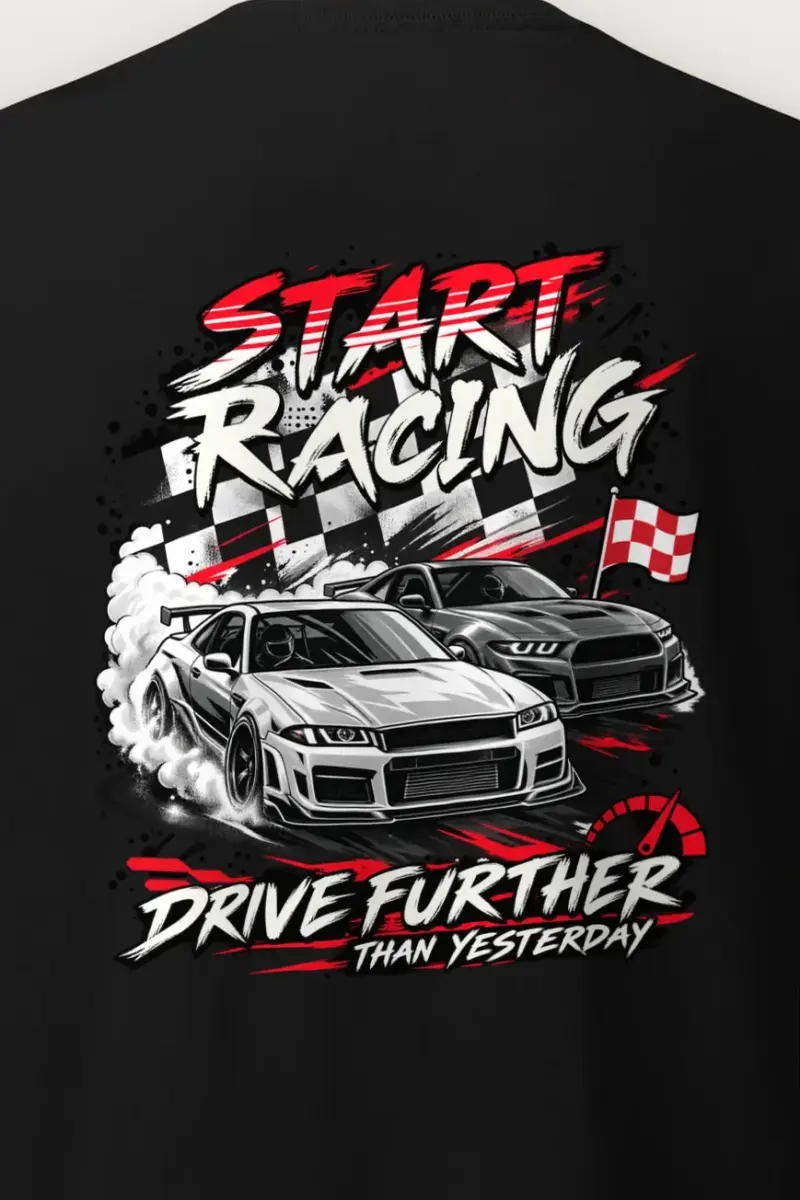 "Start Racing" Heavyweight Unisex Crewneck T-shirt