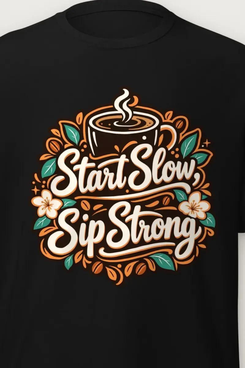 "Start Slow Sip Strong" Heavyweight Unisex Crewneck T-shirt