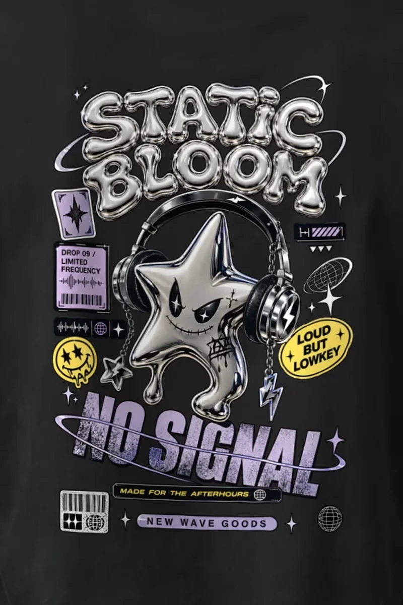 "Static Bloom" Unisex Longsleeve T-shirt - the graphic up close