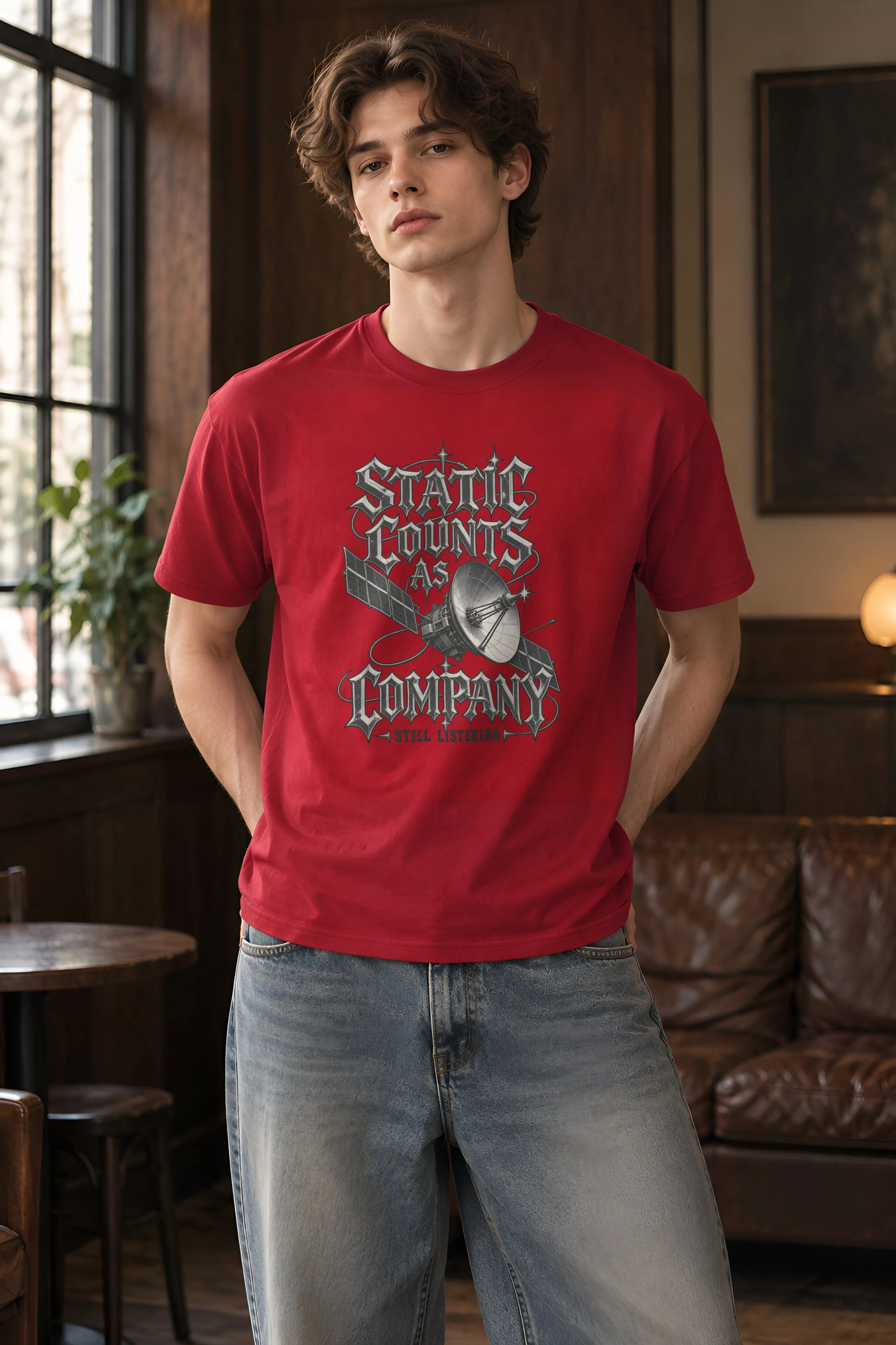"Static Counts As Company" Heavyweight Unisex Crewneck T-shirt