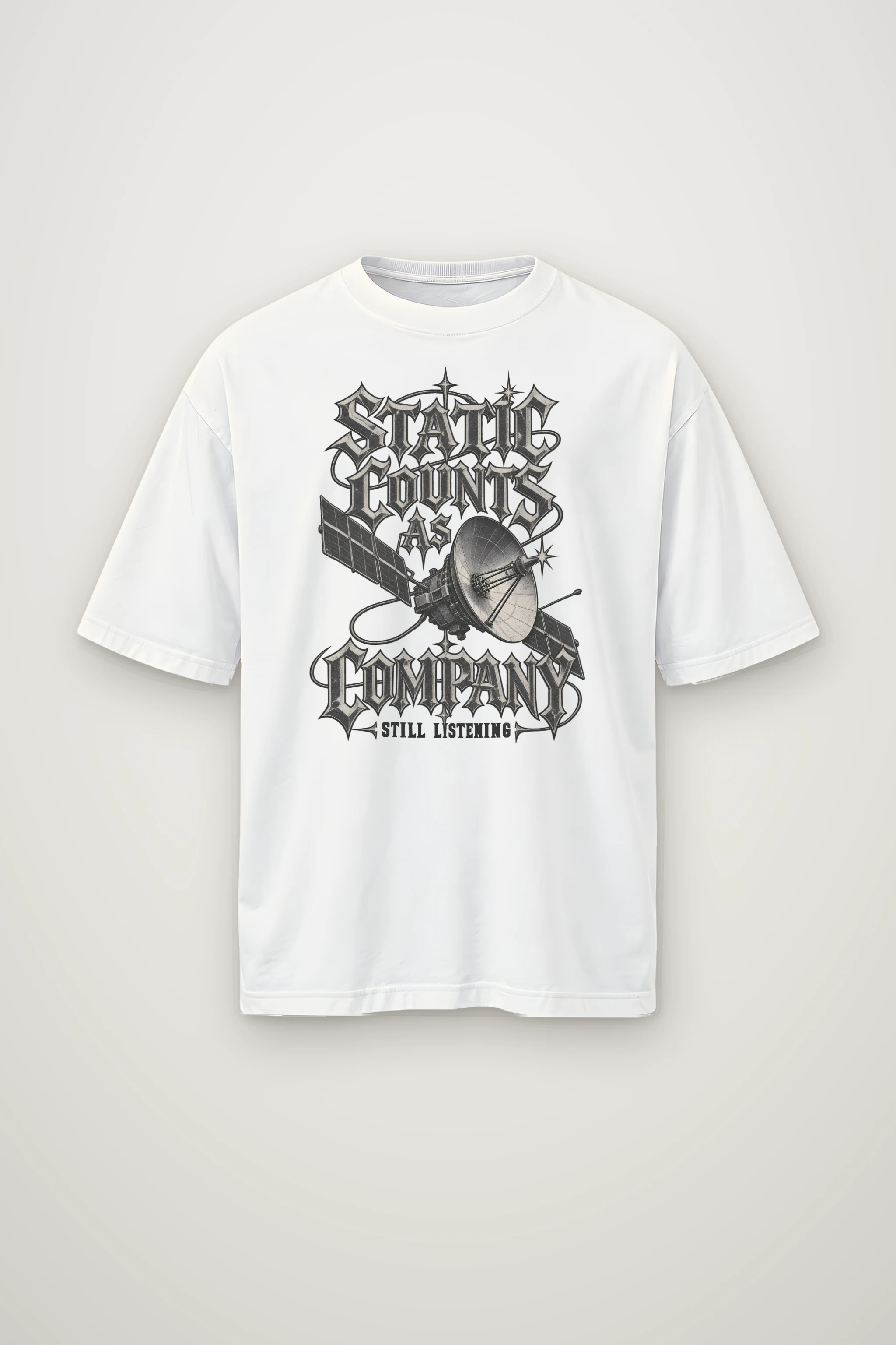 "Static Counts as Company" Men's Oversized Heavyweight Crewneck T-Shirt