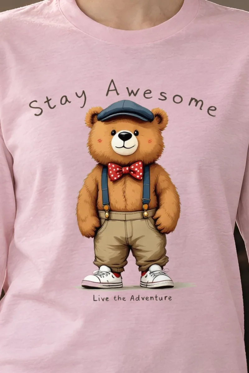 "Stay Awesome" Unisex Longsleeve T-shirt - the graphic up close