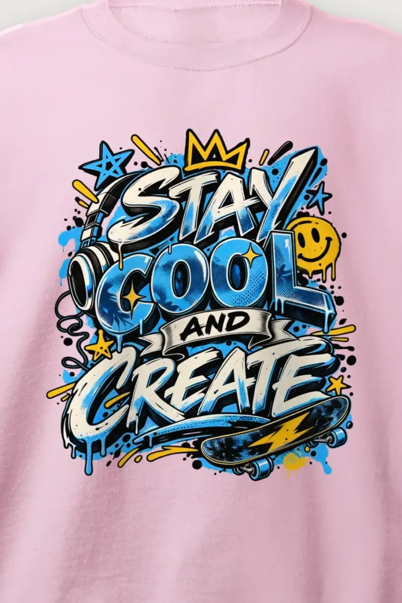 "Blue Graffiti Crown Crew" Heavy Blend Unisex Crewneck Sweatshirt - the graphic up close