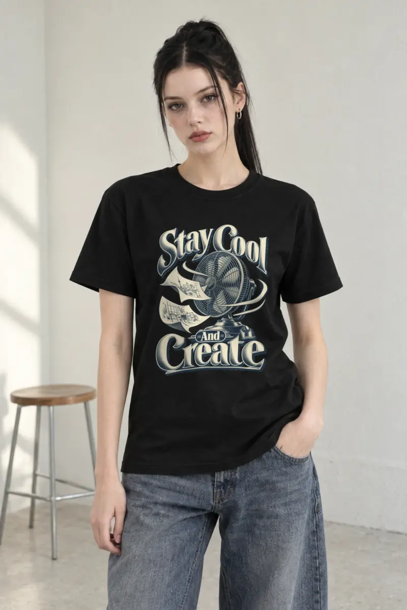 "Stay Cool And Create" Heavyweight Unisex Crewneck T-shirt