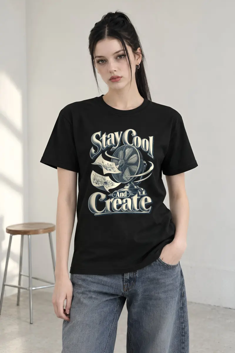"Stay Cool And Create" Heavyweight Unisex Crewneck T-shirt
