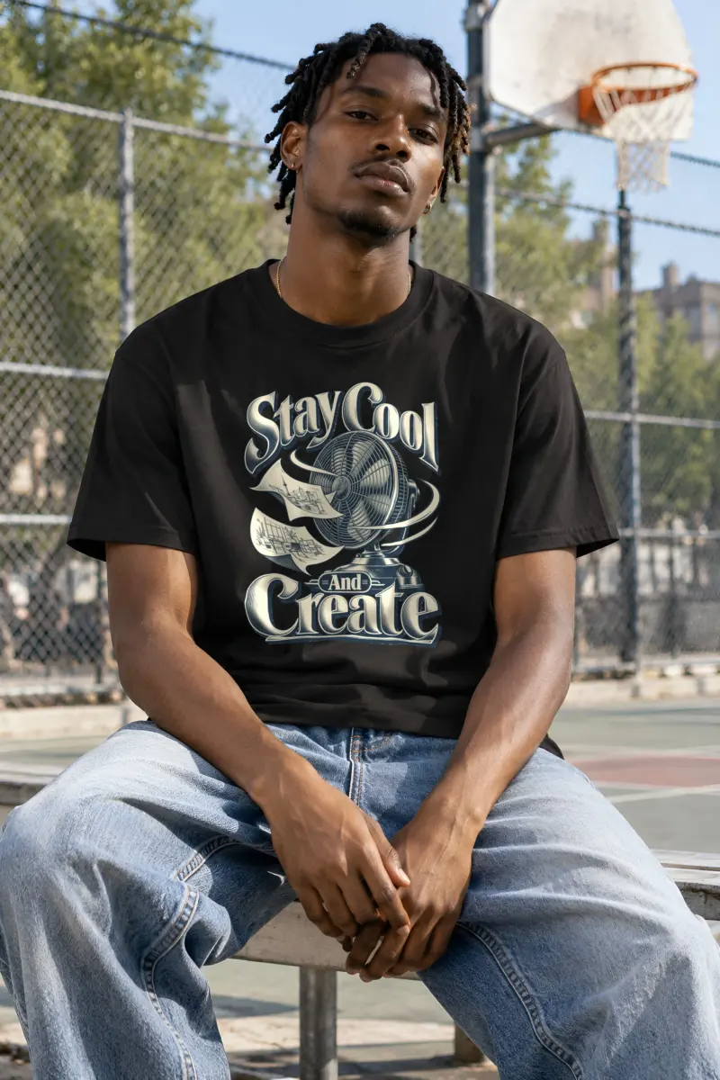 "Stay Cool And Create" Heavyweight Unisex Crewneck T-shirt