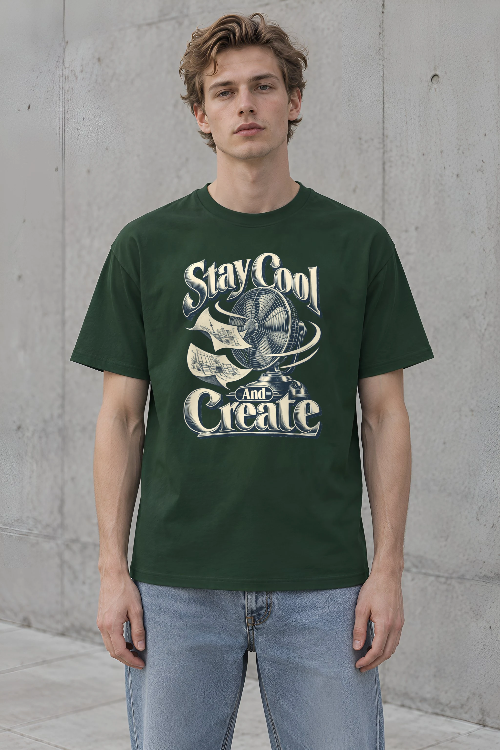 "Stay Cool And Create" Heavyweight Unisex Crewneck T-shirt