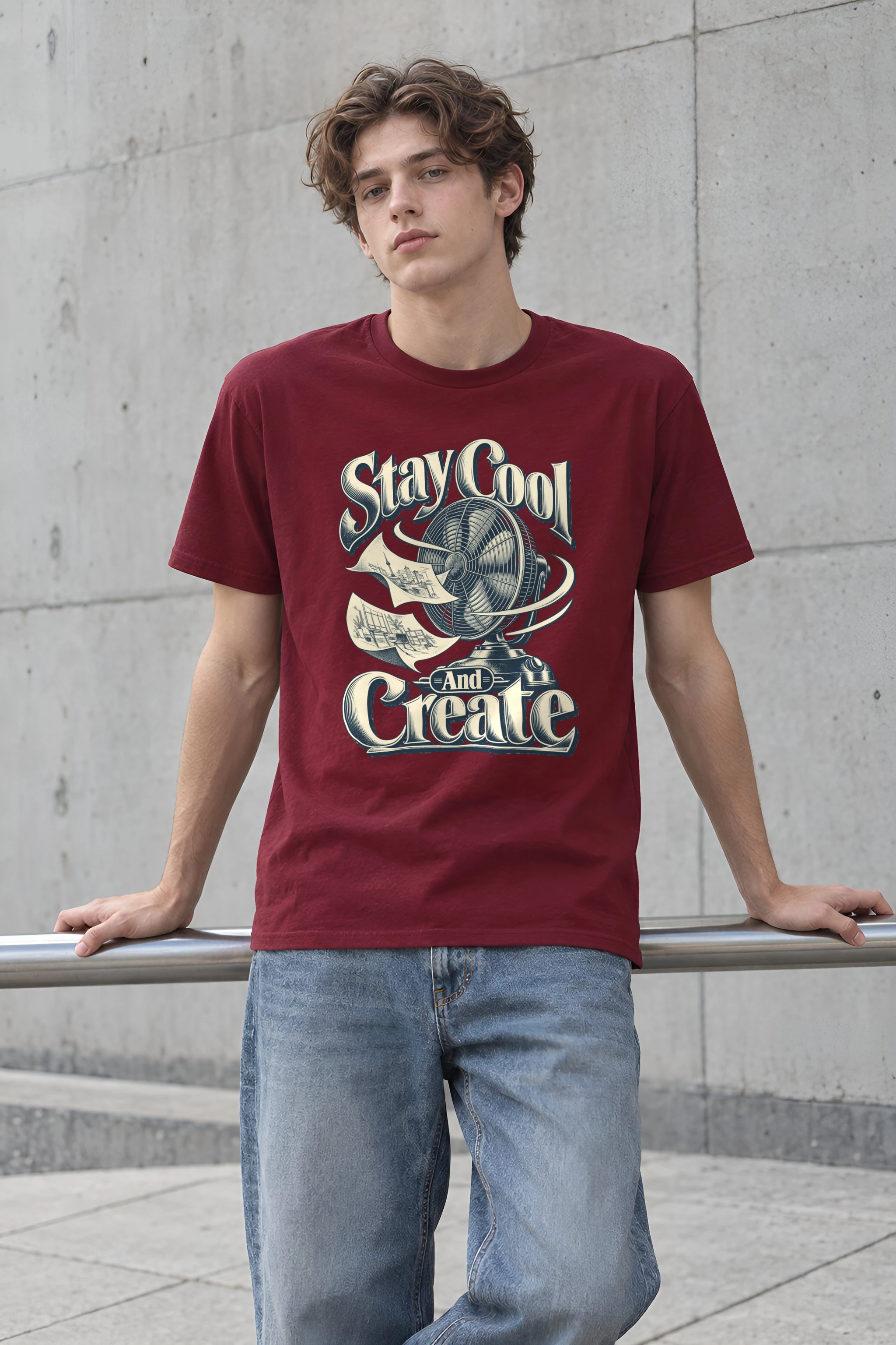 "Stay Cool And Create" Heavyweight Unisex Crewneck T-shirt
