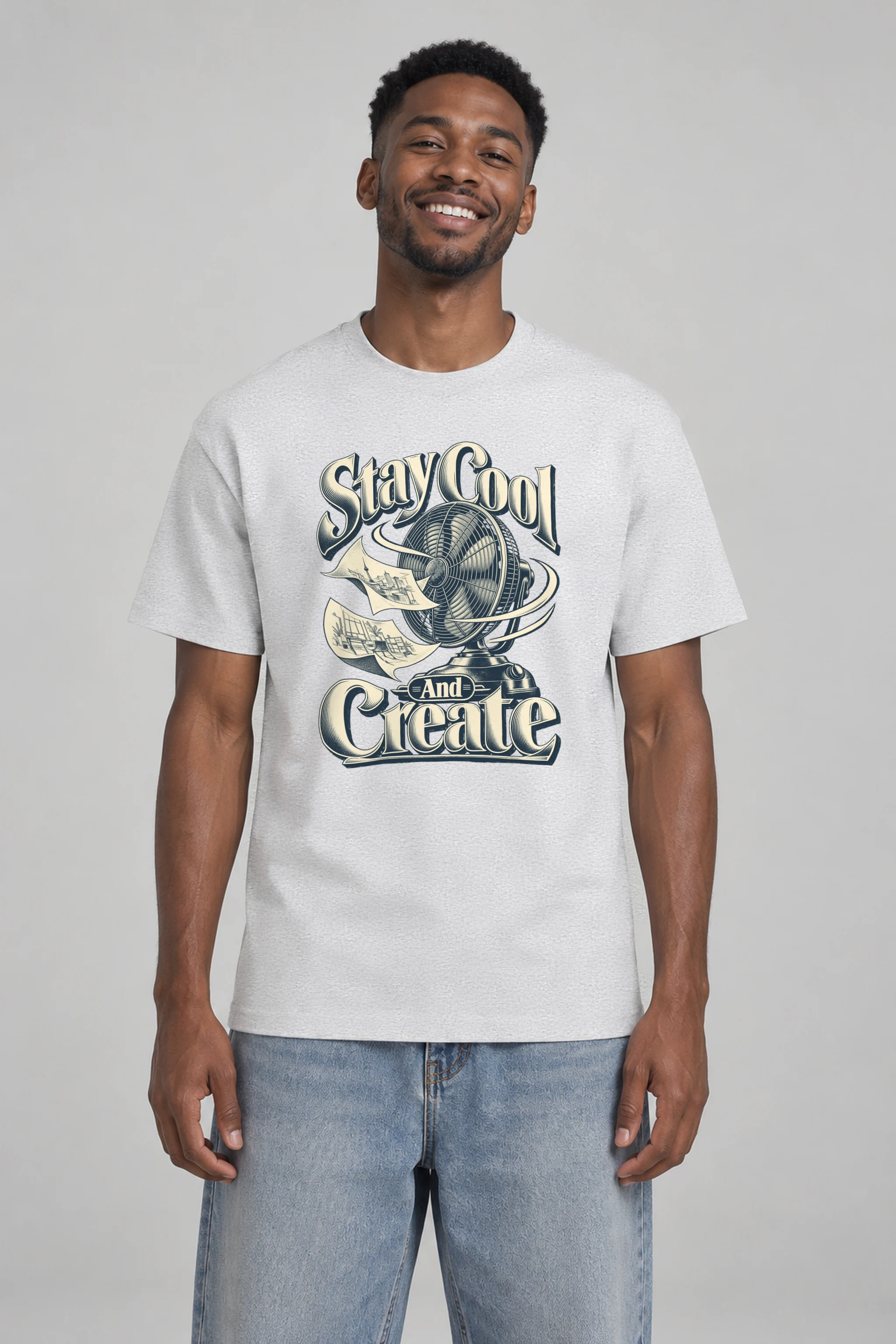 "Stay Cool And Create" Heavyweight Unisex Crewneck T-shirt