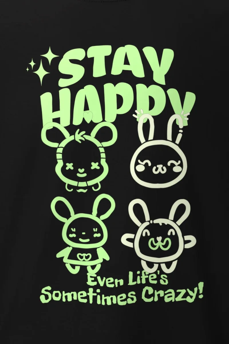 "Stay Happy Bunnies" Heavyweight Unisex Crewneck T-shirt