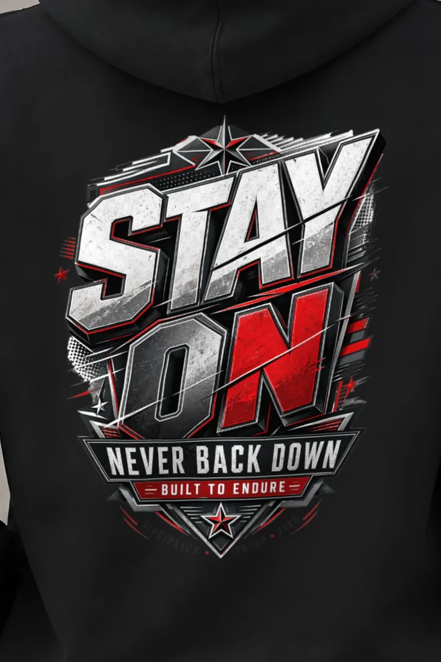 "Stay On" 1 Pullover Hoodie - the graphic up close