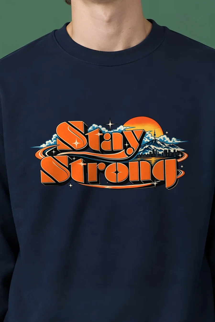 "Stay Strong Retro Banner" 1 Crewneck Sweatshirt - the graphic up close