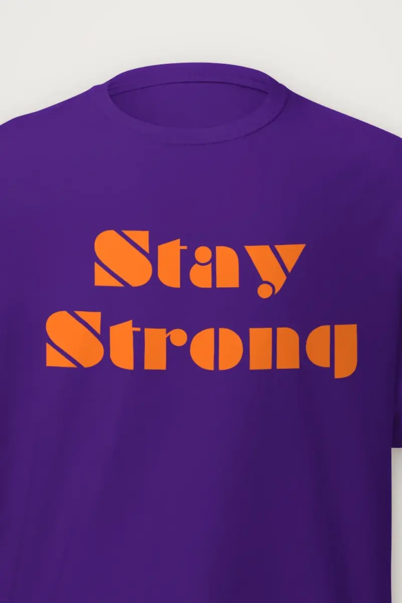 "Stay Strong Retro Banner" Heavyweight Unisex Crewneck T-shirt - the graphic up close