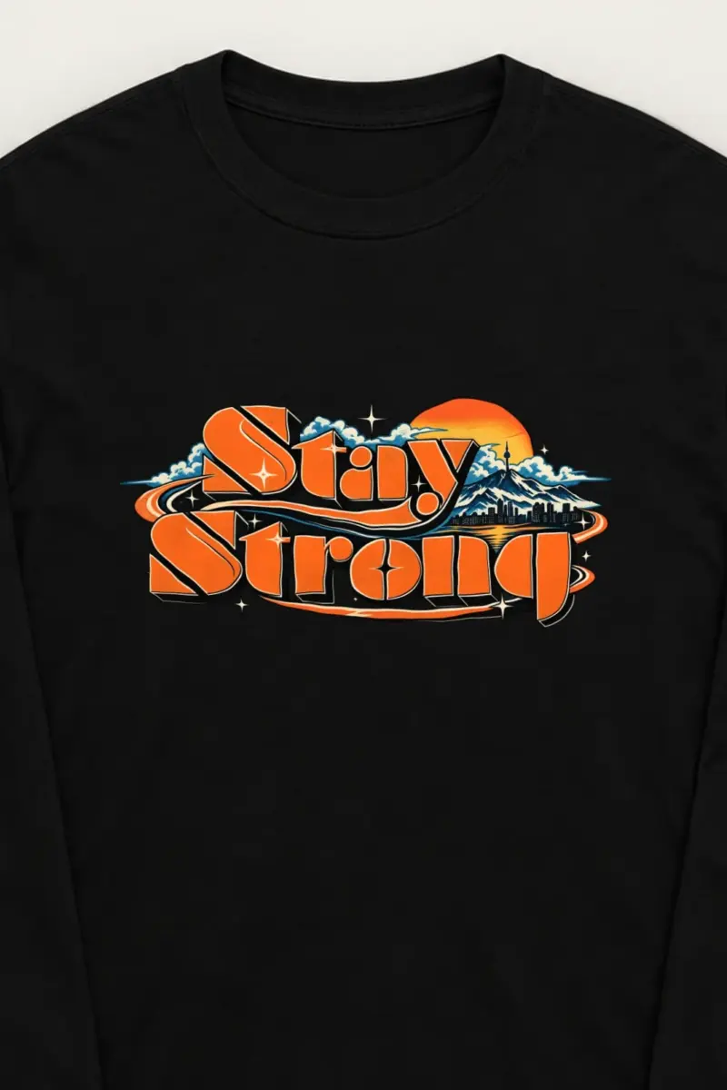 "Stay Strong Block Letter" Unisex Longsleeve T-shirt - the graphic up close