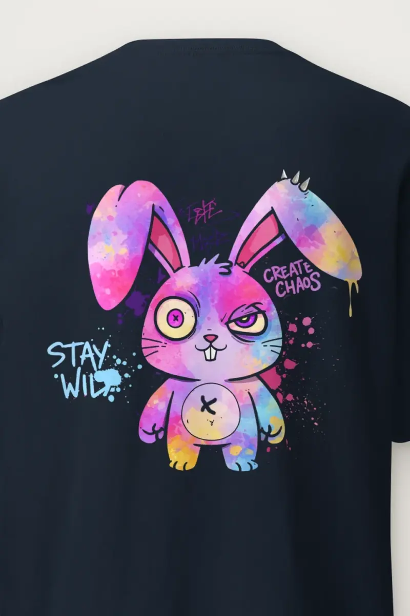 "Stay Wild Chaos" Heavyweight Unisex Crewneck T-shirt - the graphic up close