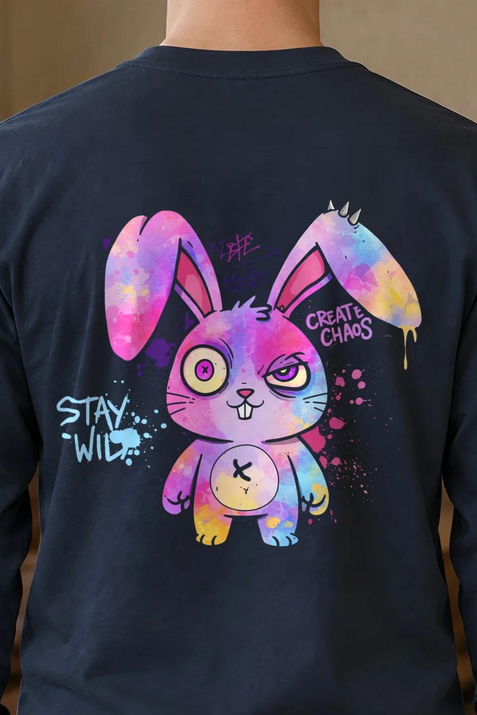 "Stay Wild Chaos" Unisex Longsleeve T-shirt - the graphic up close