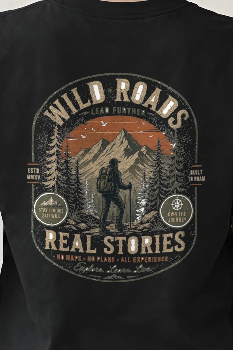 "Stay Wild" Heavyweight Unisex Crewneck T-shirt - the graphic up close