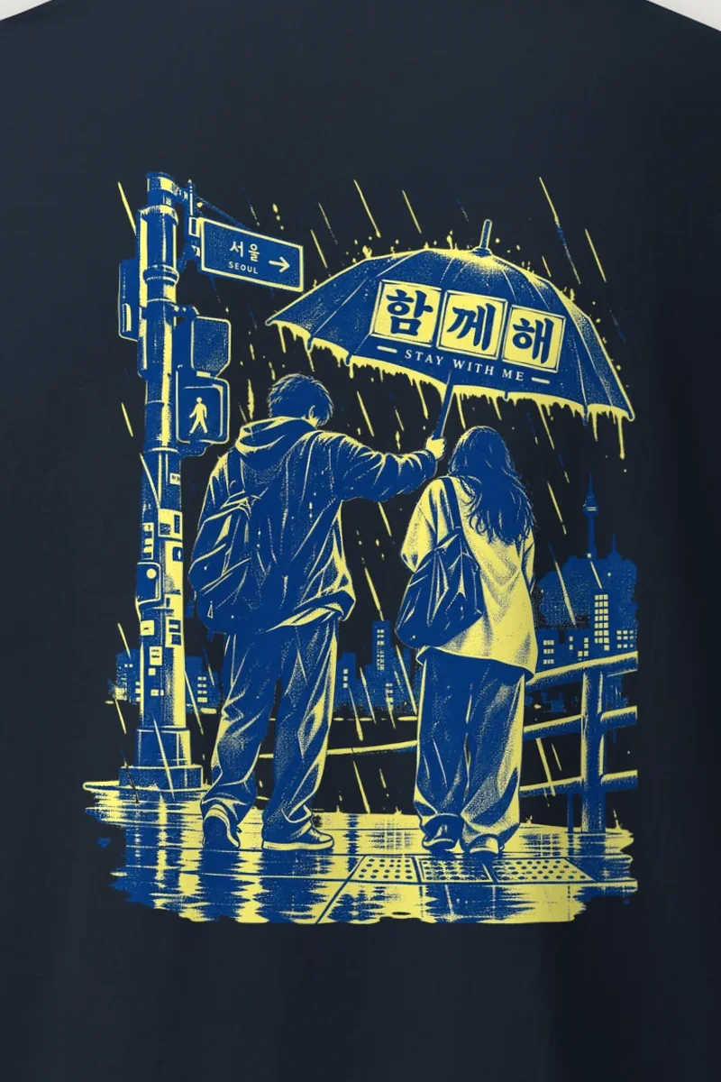 "Stay With Me Umbrella" Heavyweight Unisex Crewneck T-shirt - the graphic up close