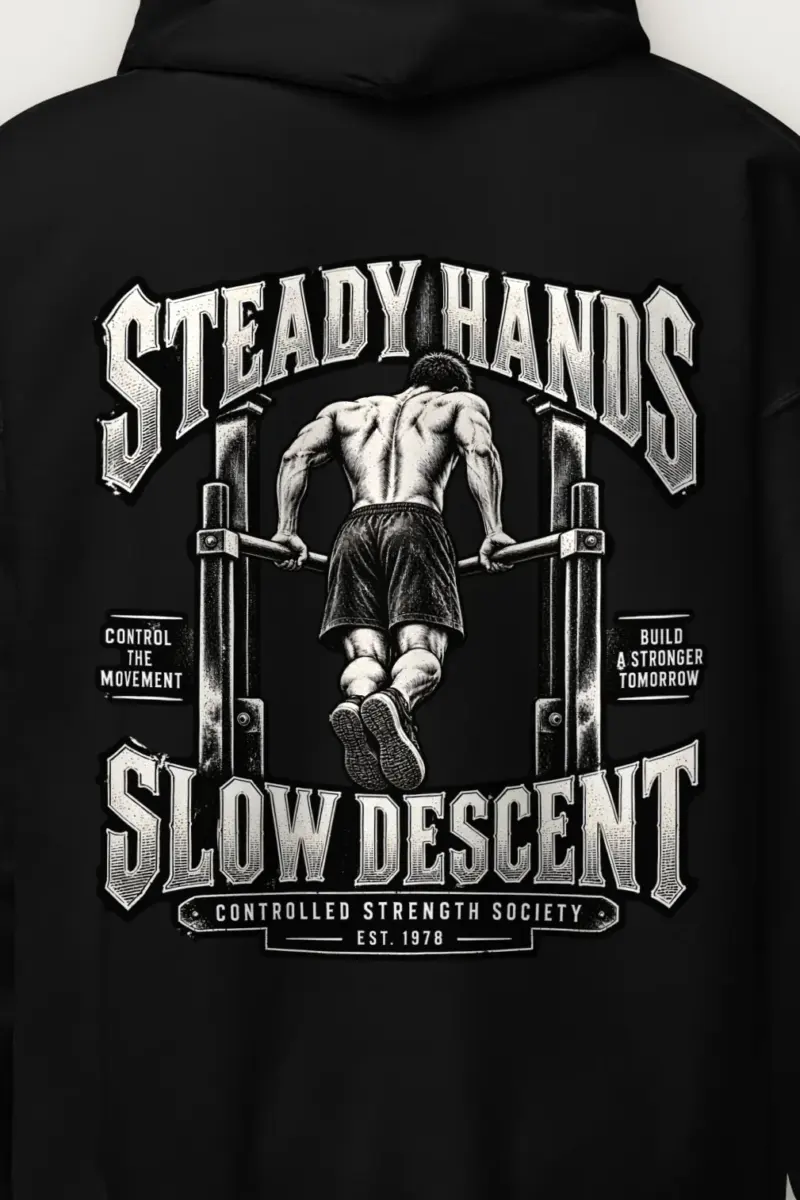 "Steady Hands Slow Descent" Heavy Blend Unisex Pullover Hoodie - the graphic up close