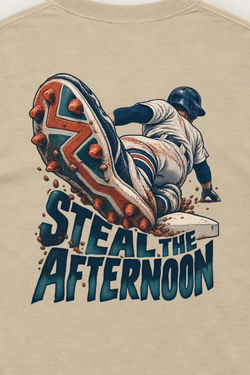 "Steal the Afternoon" Unisex Longsleeve T-shirt - the graphic up close