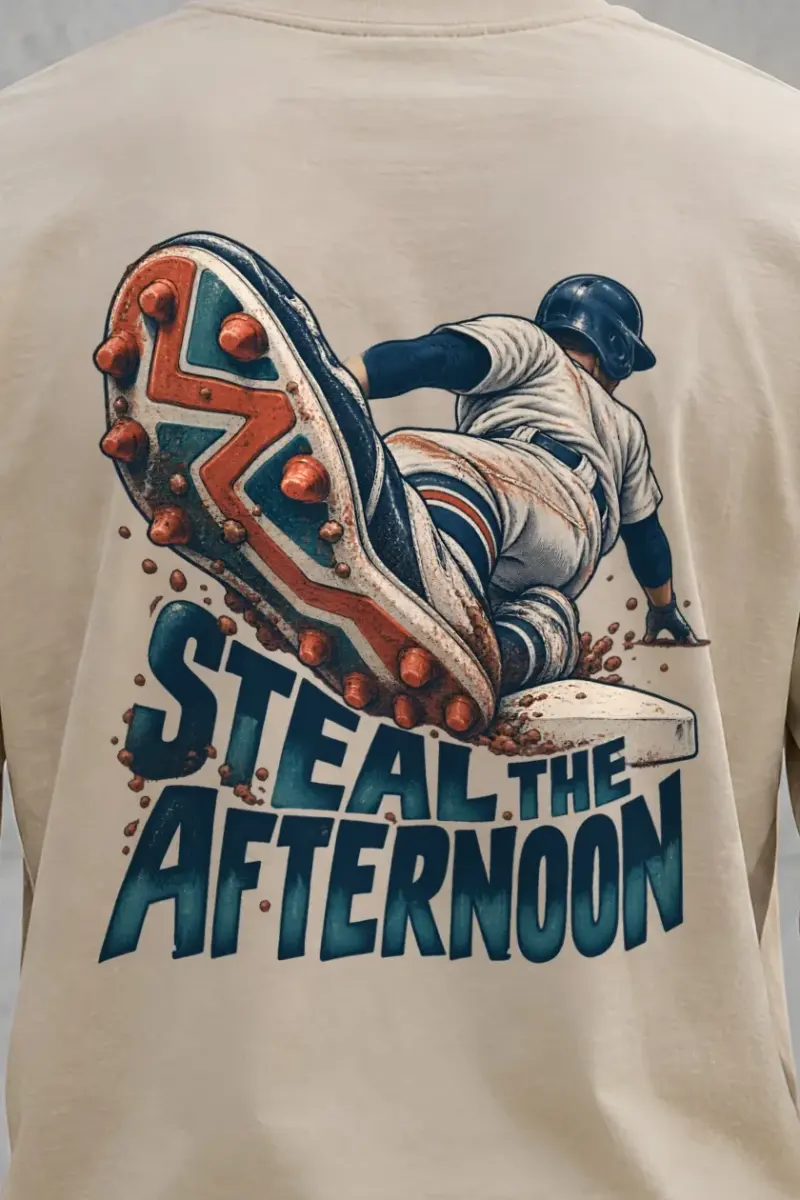 "Steal the Afternoon" Unisex Longsleeve T-shirt - the graphic up close