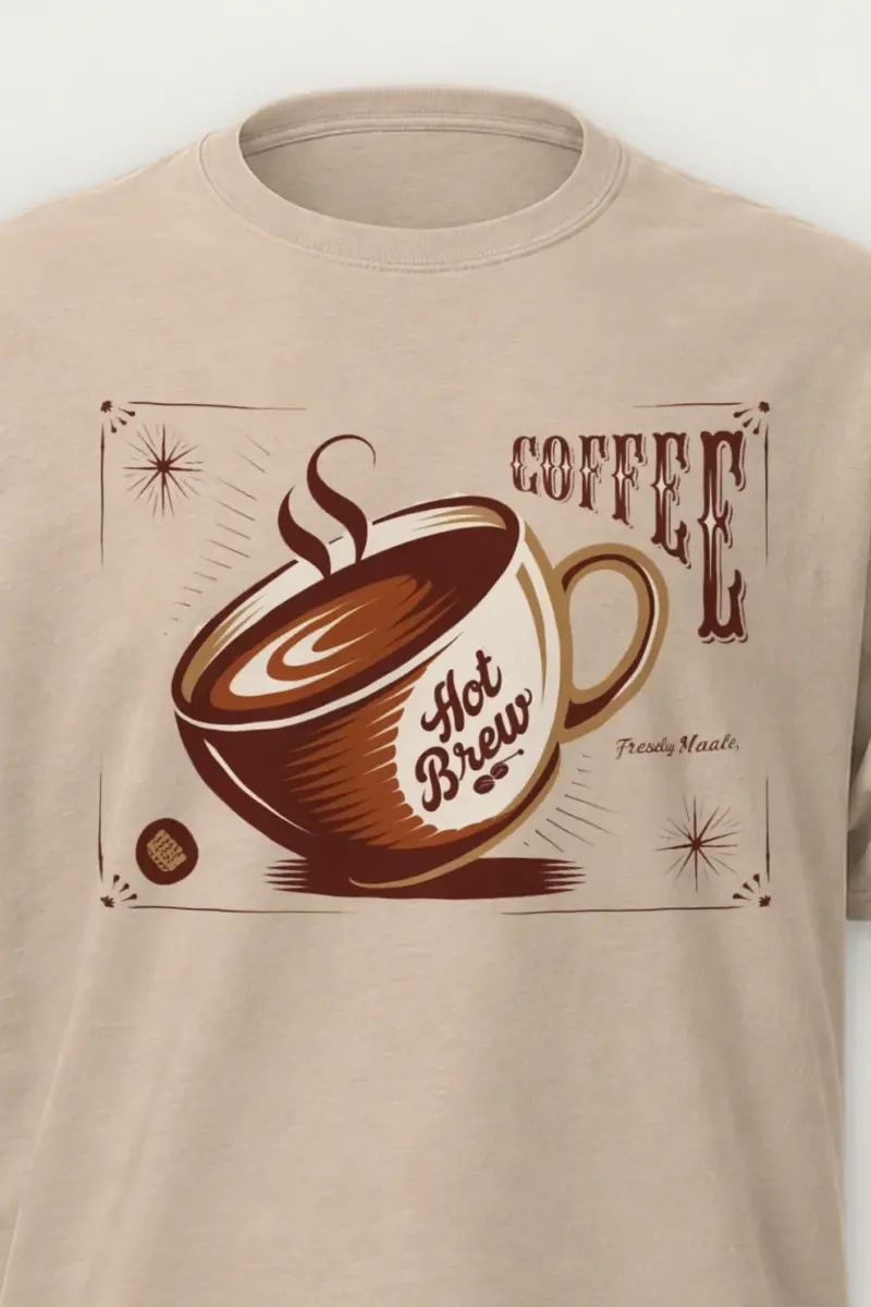 "Steaming Coffee Cup" Heavyweight Unisex Crewneck T-shirt