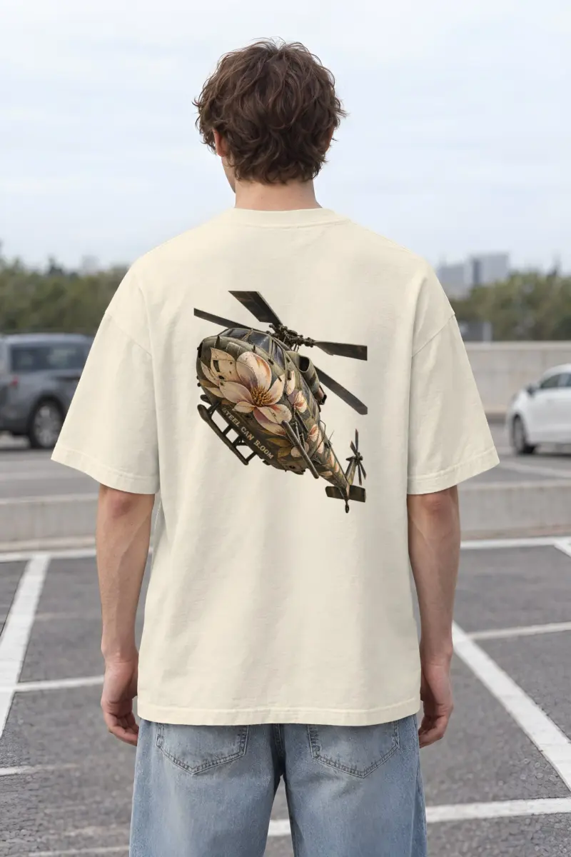“Steel Can Bloom” Men’s Oversized Heavyweight Crewneck T-Shirt