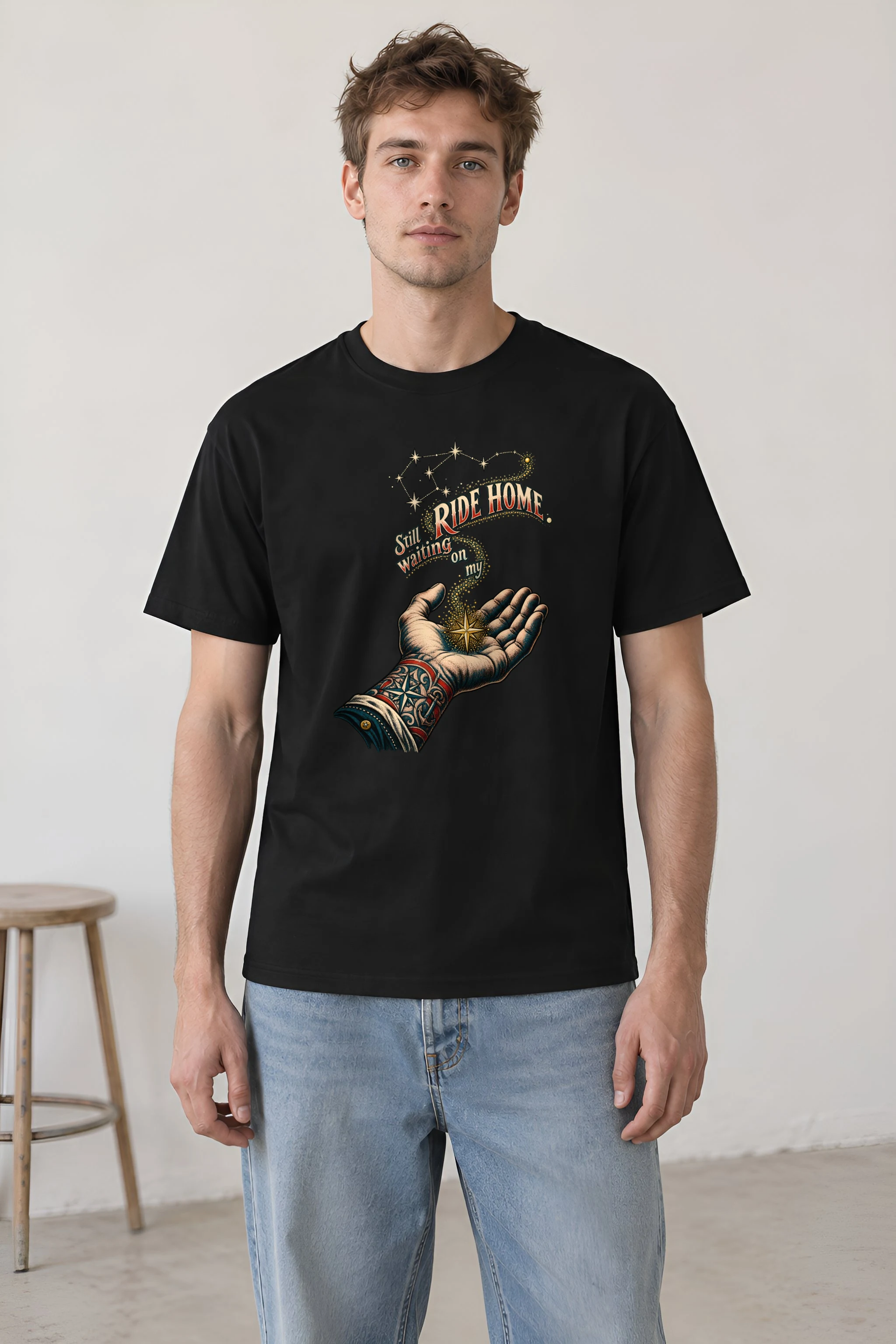 "Still Waiting on My Ride Home" Heavyweight Unisex Crewneck T-shirt