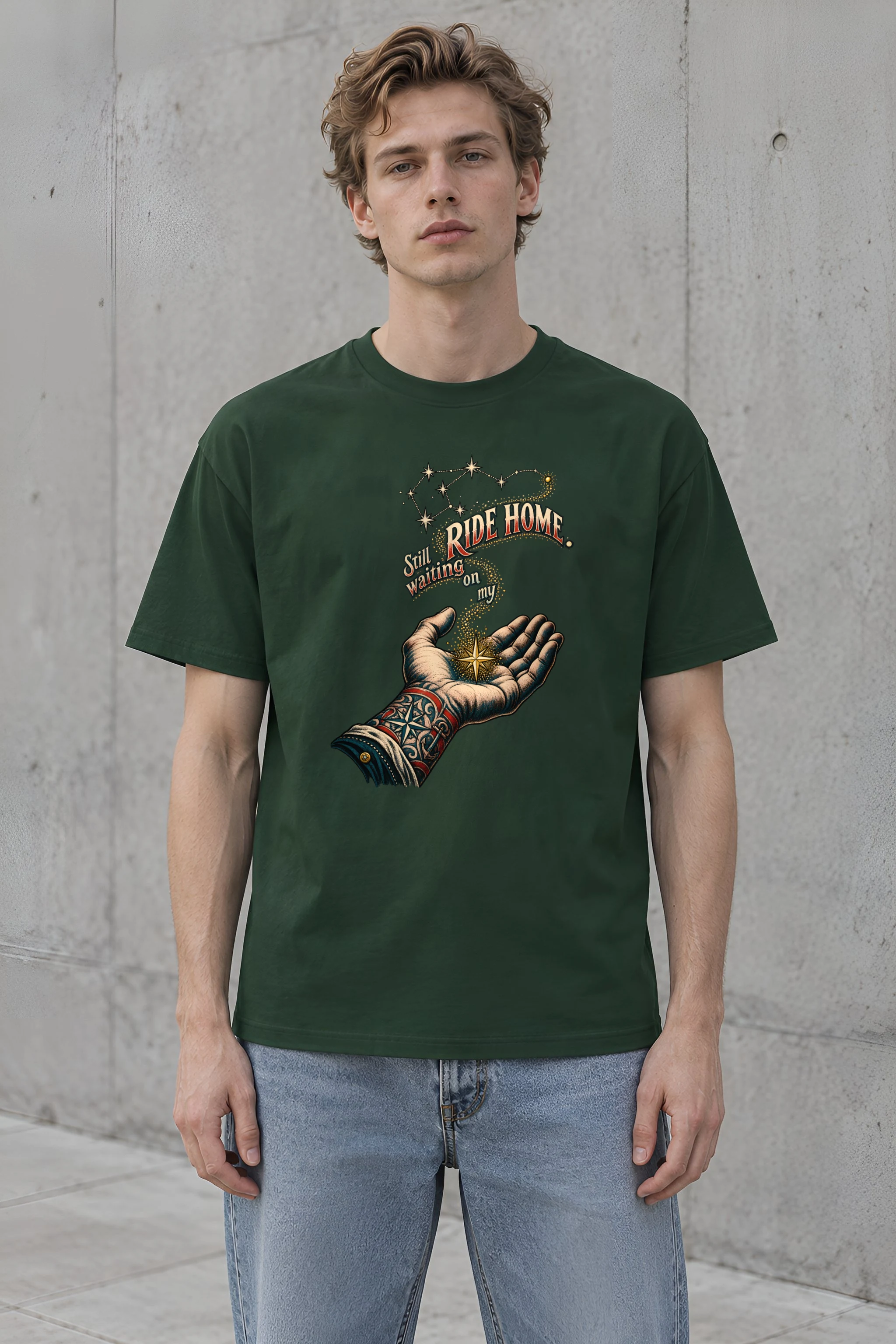 "Still Waiting on My Ride Home" Heavyweight Unisex Crewneck T-shirt