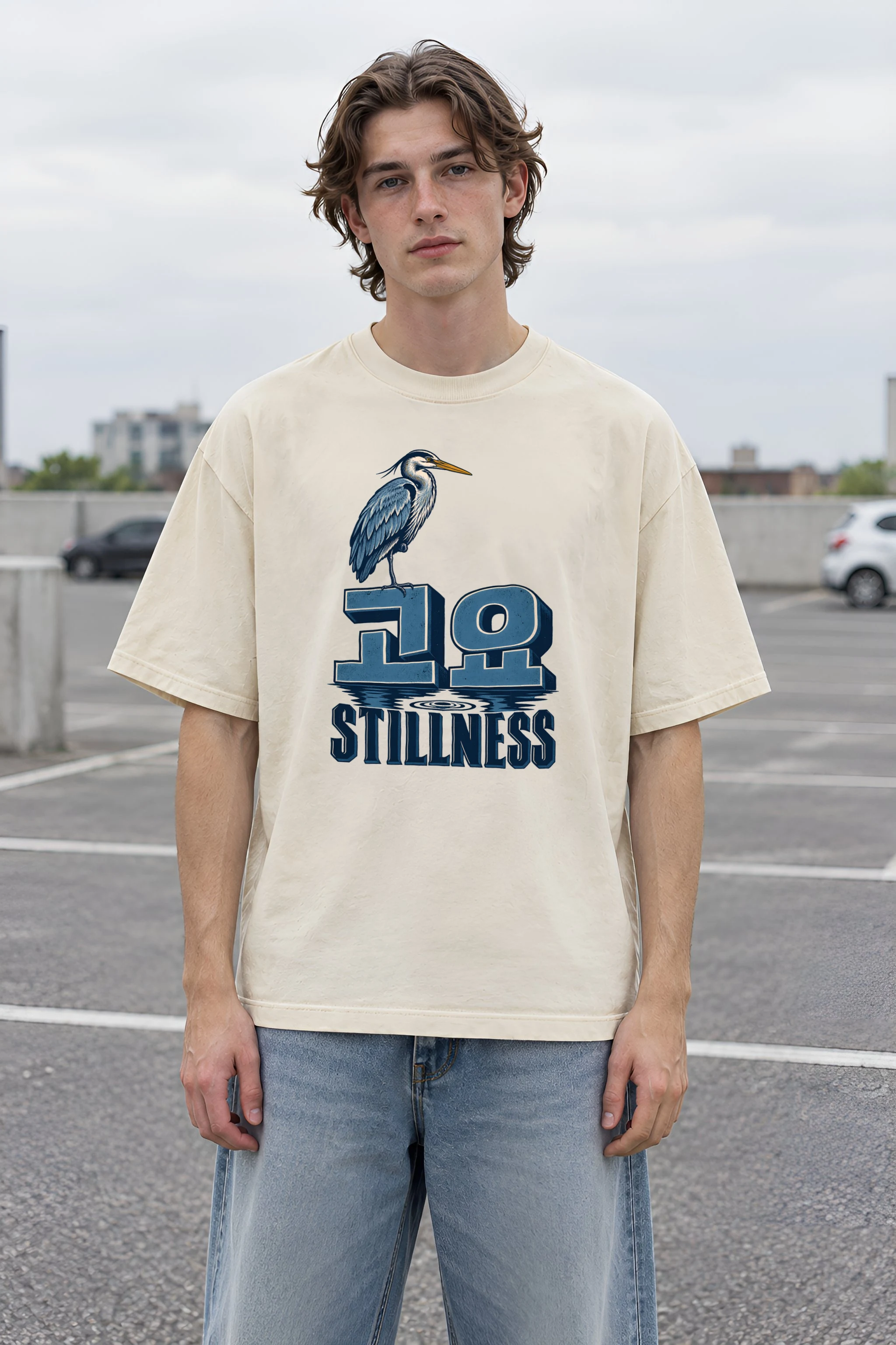 "Stillness" Men's Oversized Heavyweight Crewneck T-Shirt