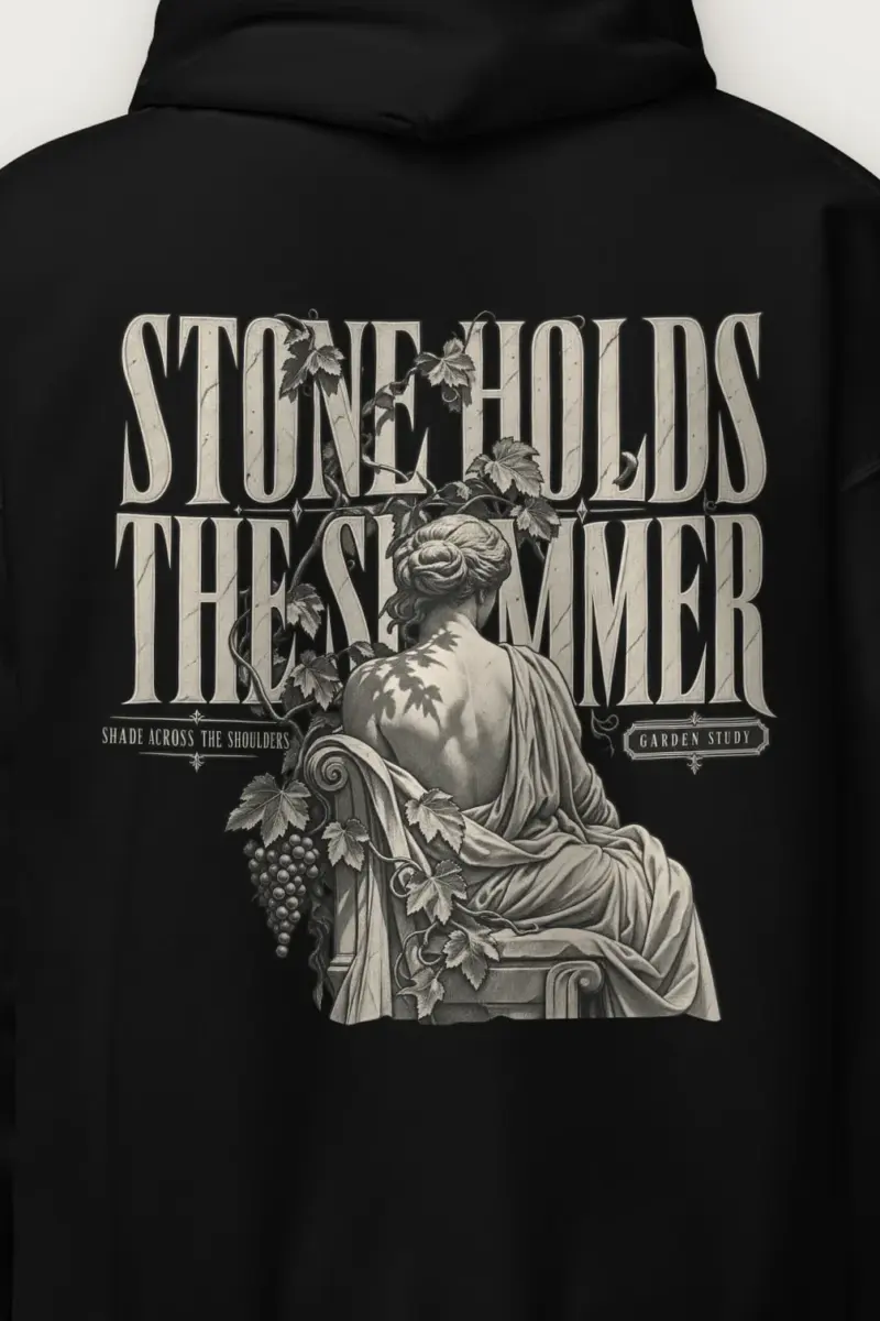 "Stone Holds the Summer" Heavy Blend Unisex Pullover Hoodie - the graphic up close