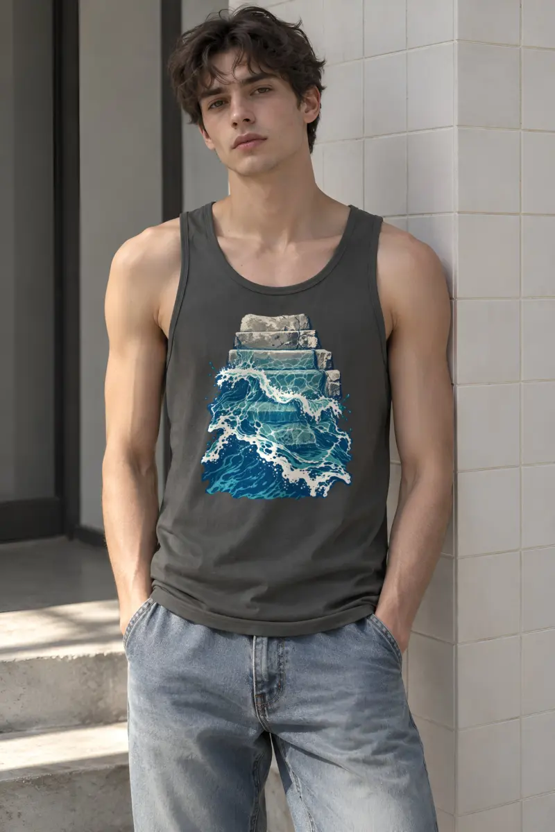 “Stone Steps Into Surf” Unisex Jersey Tank