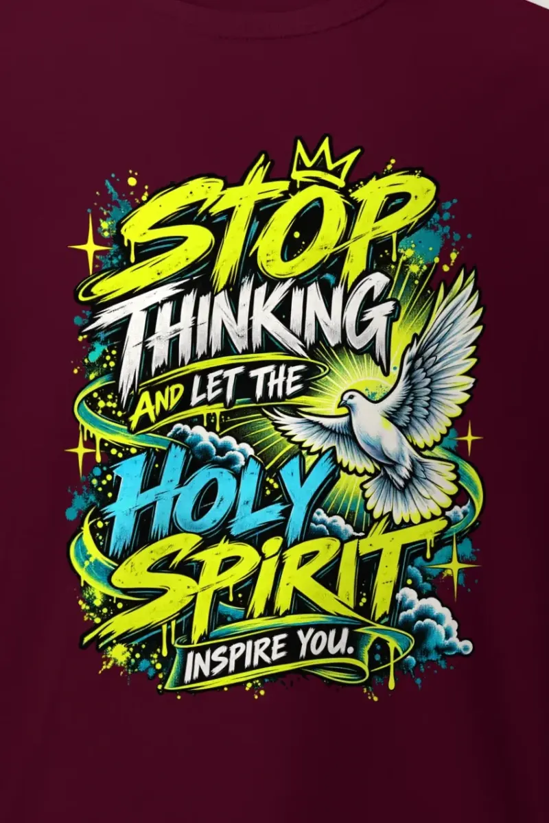 "Let the Spirit Inspire" Heavyweight Unisex Crewneck T-shirt - the graphic up close