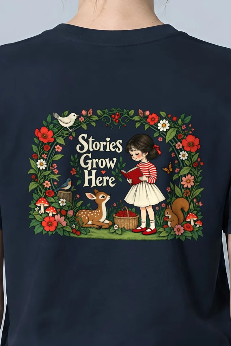"Stories Grow Here" Heavyweight Unisex Crewneck T-shirt