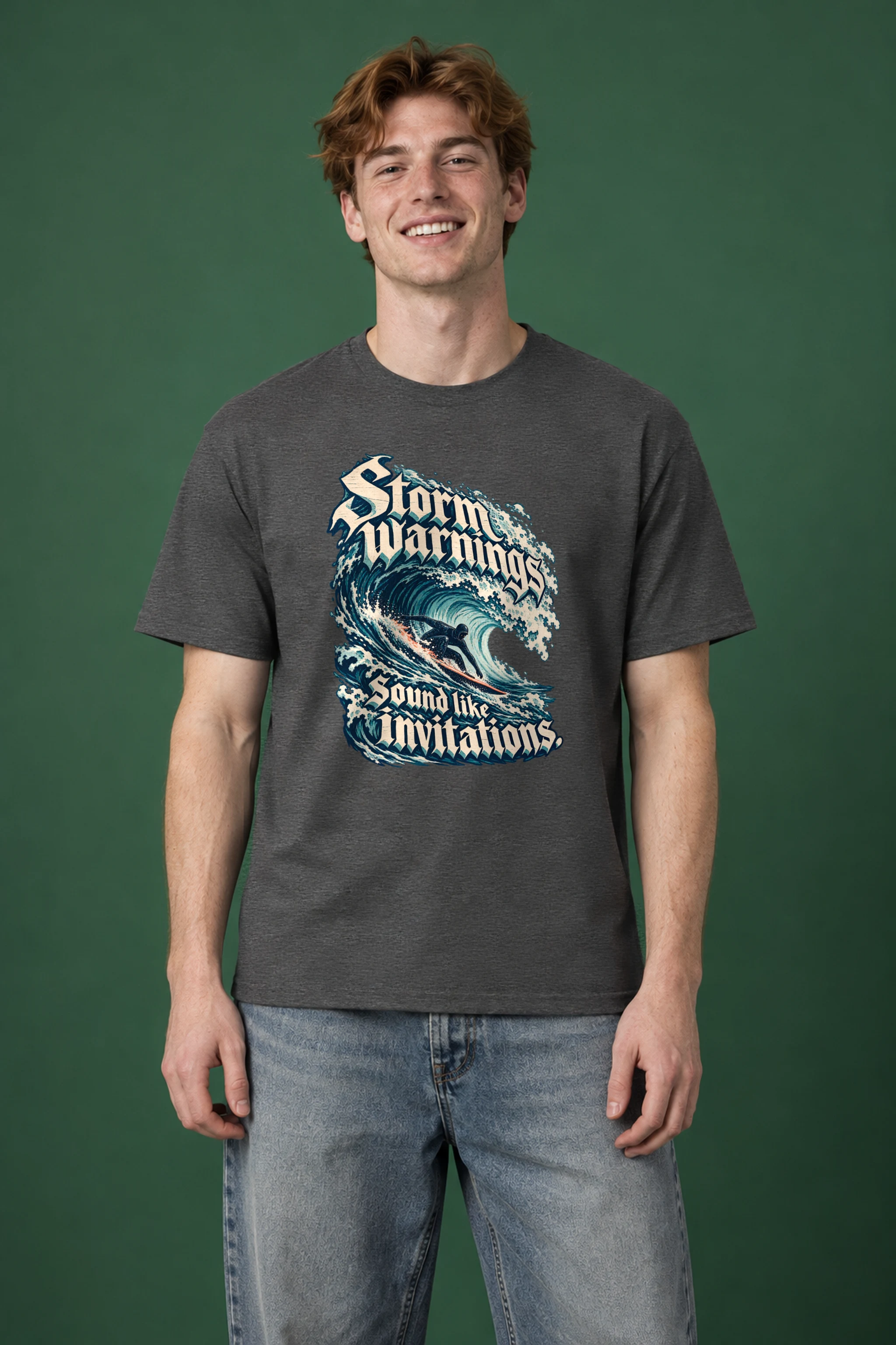 "Storm Warnings Sound Like Invitations" Heavyweight Unisex Crewneck T-shirt