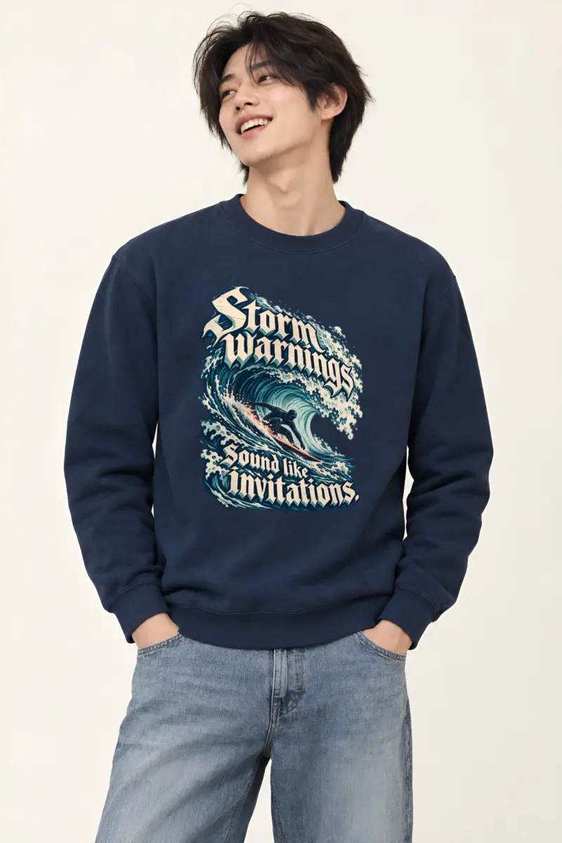 “Storm Warnings Sound Like Invitations” Unisex Crewneck Sweatshirt