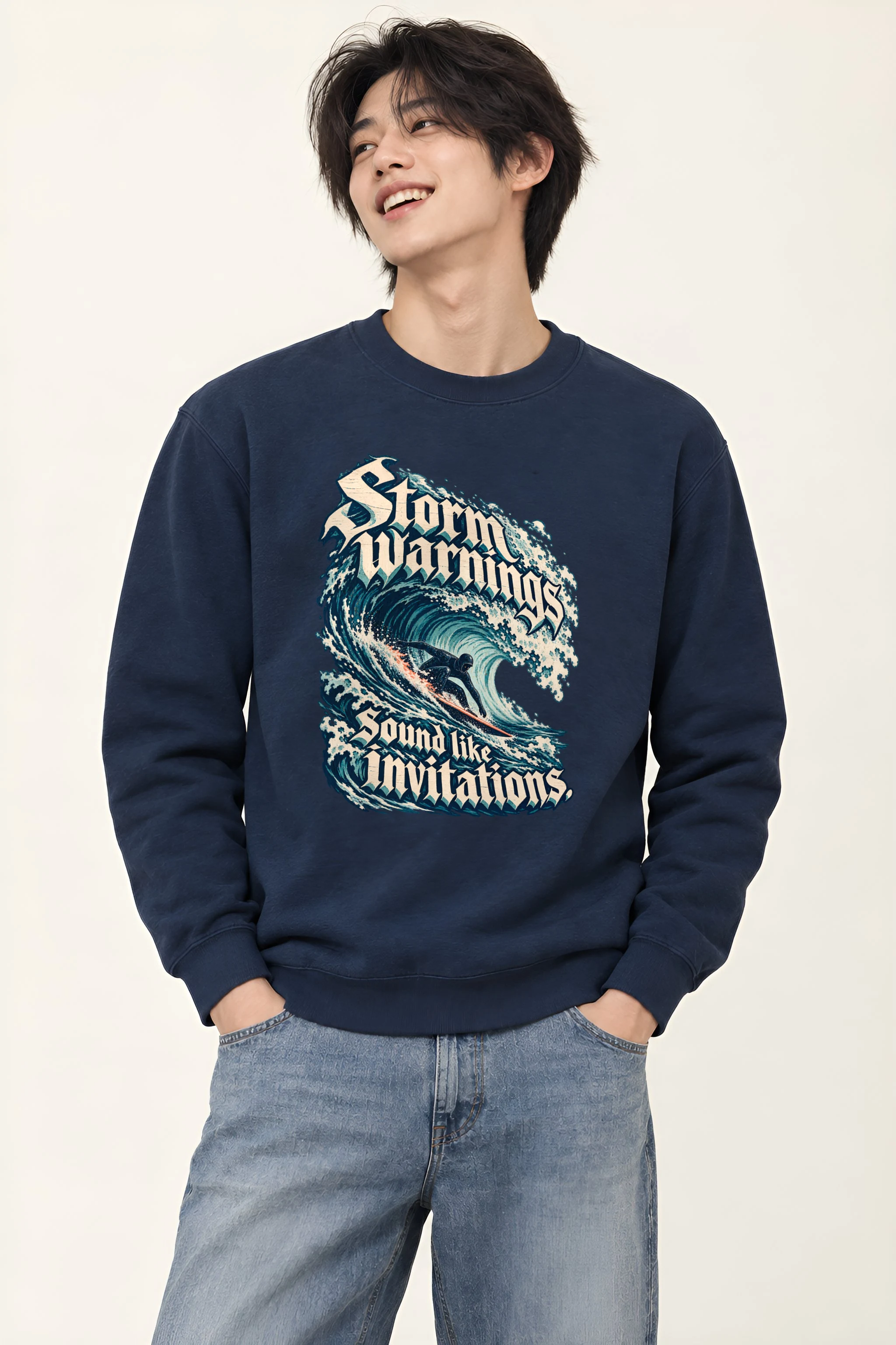 "Storm Warnings Sound Like Invitations" Unisex Crewneck Sweatshirt