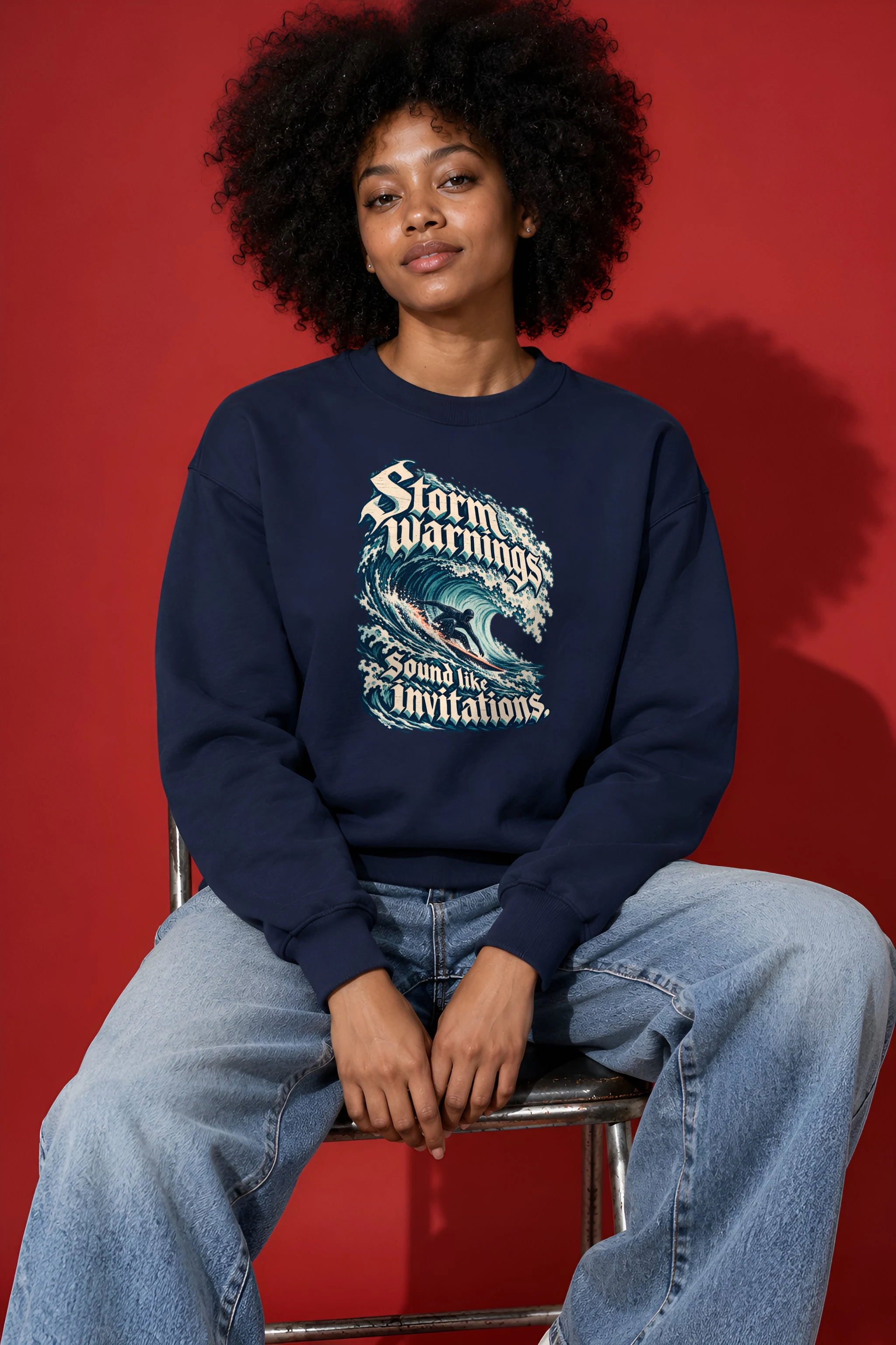 "Storm Warnings Sound Like Invitations" Unisex Crewneck Sweatshirt