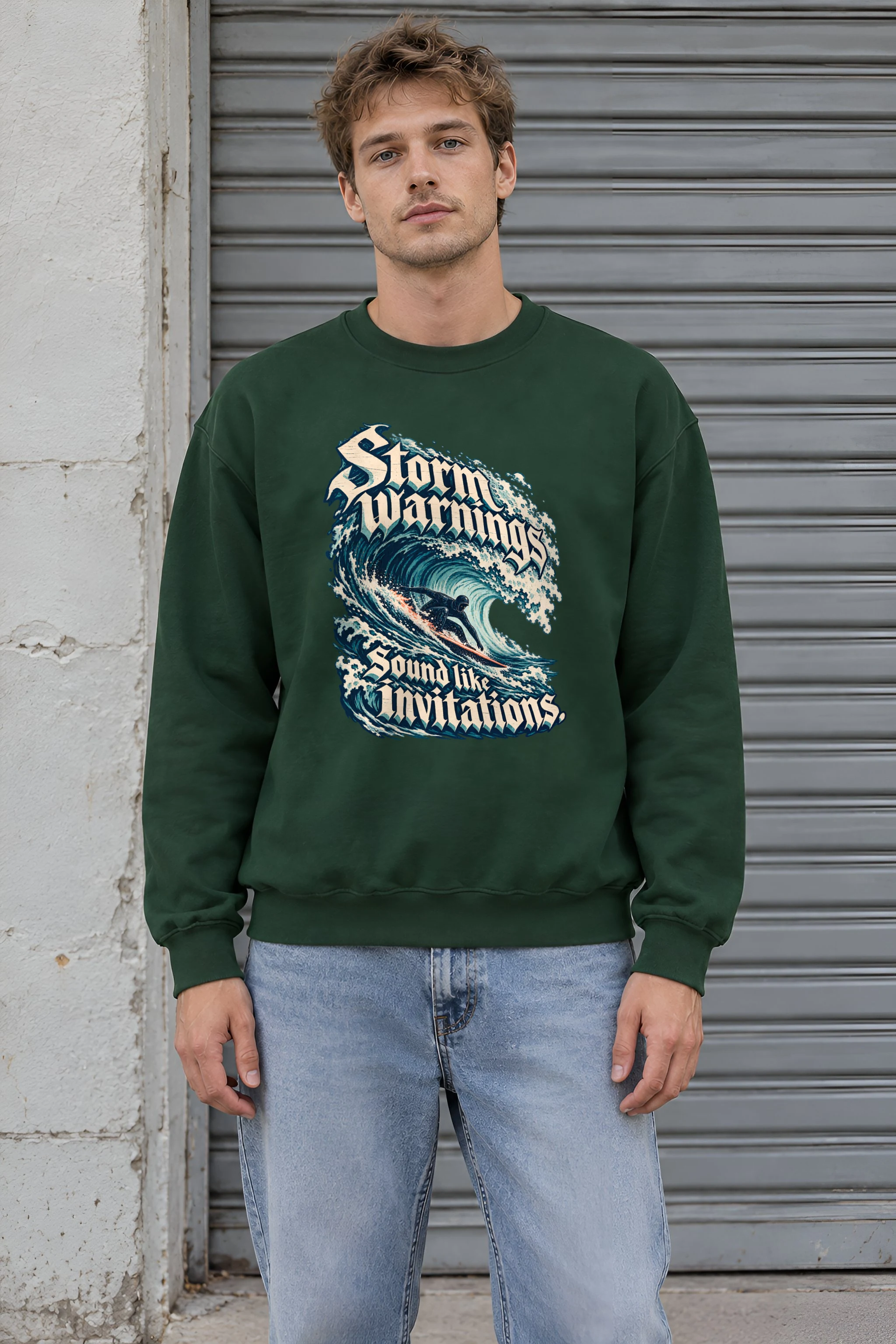 "Storm Warnings Sound Like Invitations" Unisex Crewneck Sweatshirt