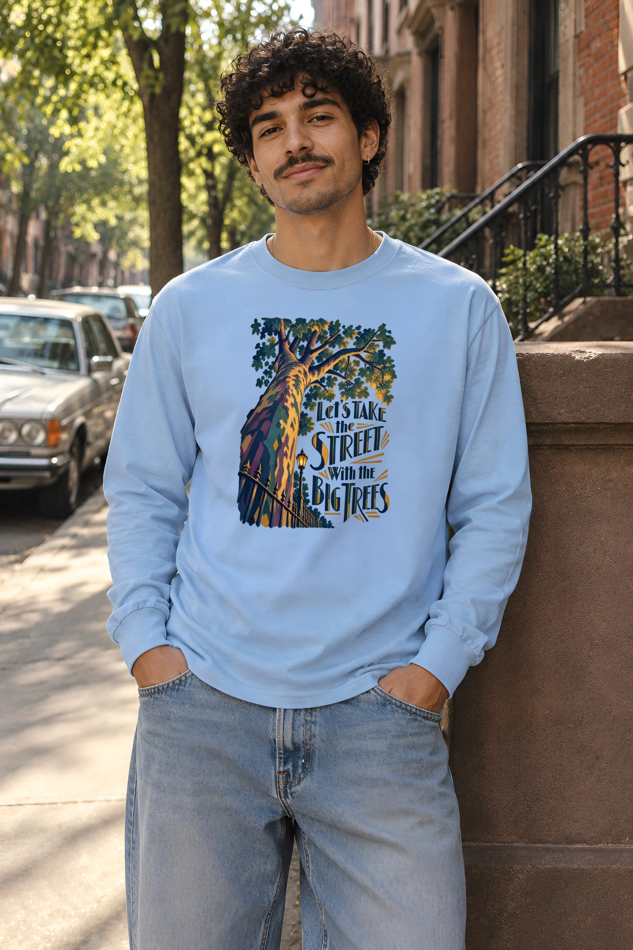 "Street With Big Trees" Unisex Longsleeve T-shirt