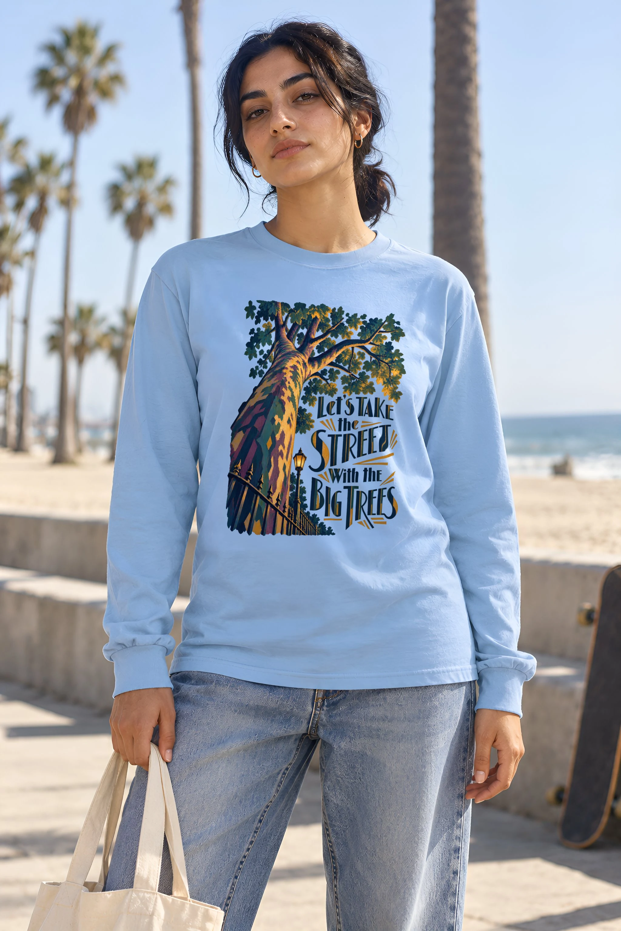 "Street With Big Trees" Unisex Longsleeve T-shirt