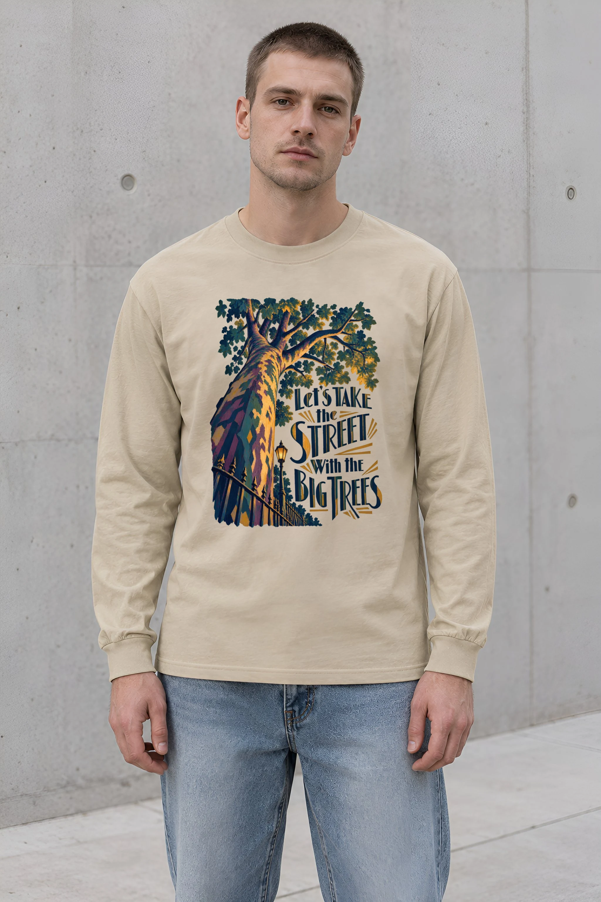 "Street With Big Trees" Unisex Longsleeve T-shirt