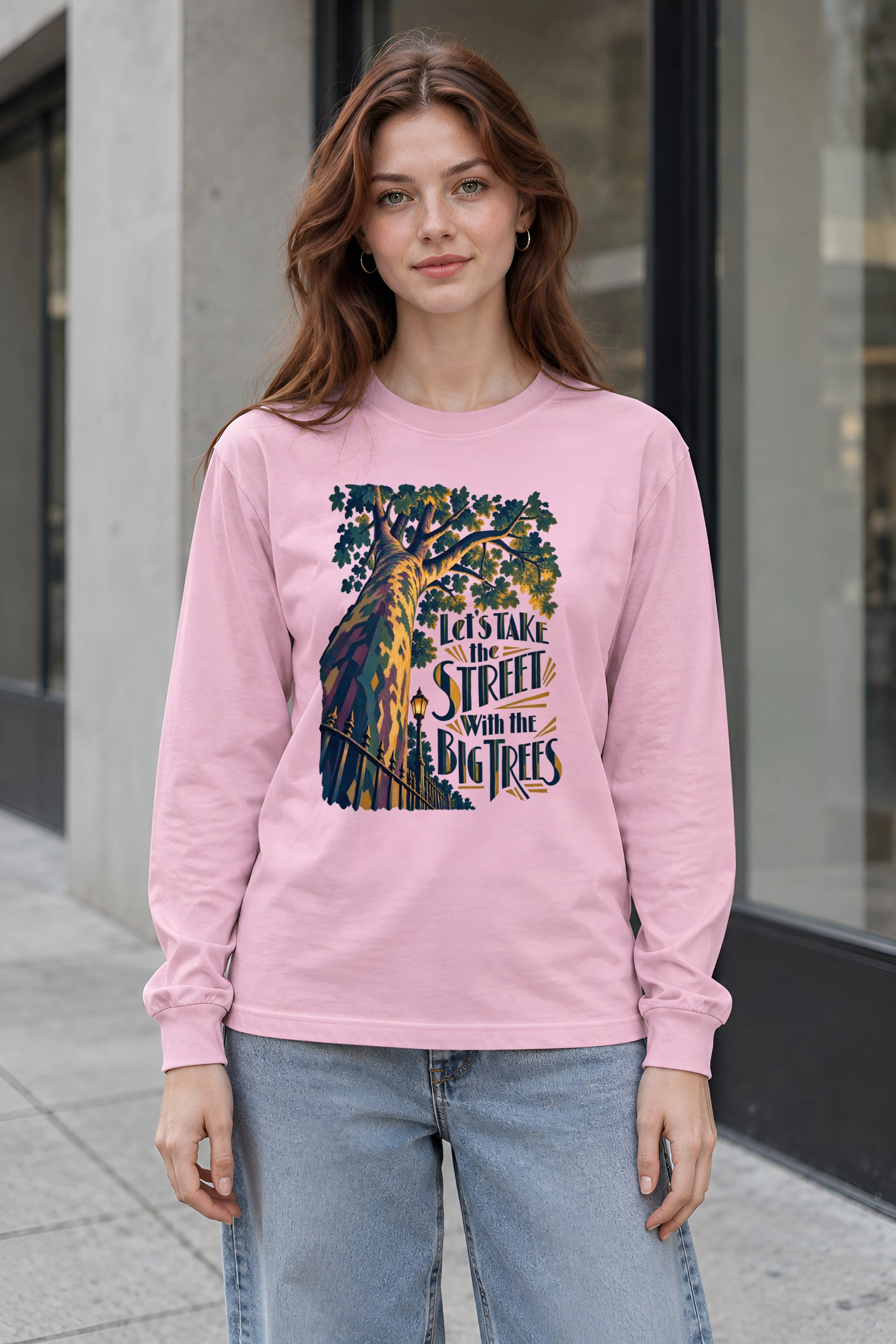 "Street With Big Trees" Unisex Longsleeve T-shirt
