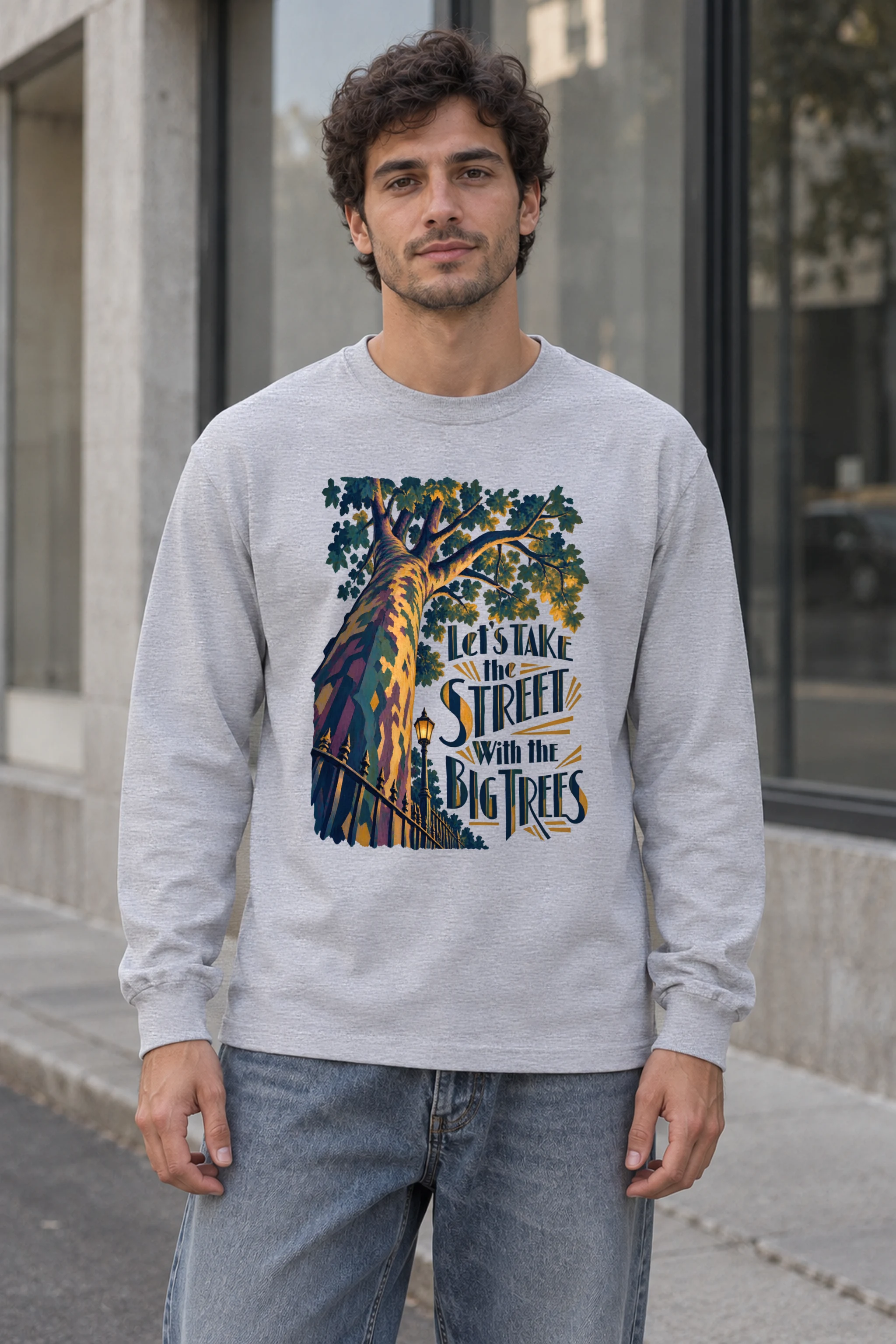 "Street With Big Trees" Unisex Longsleeve T-shirt