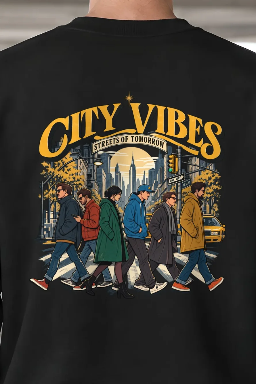 "Streets Of Tomorrow" 1 Crewneck Sweatshirt - the graphic up close