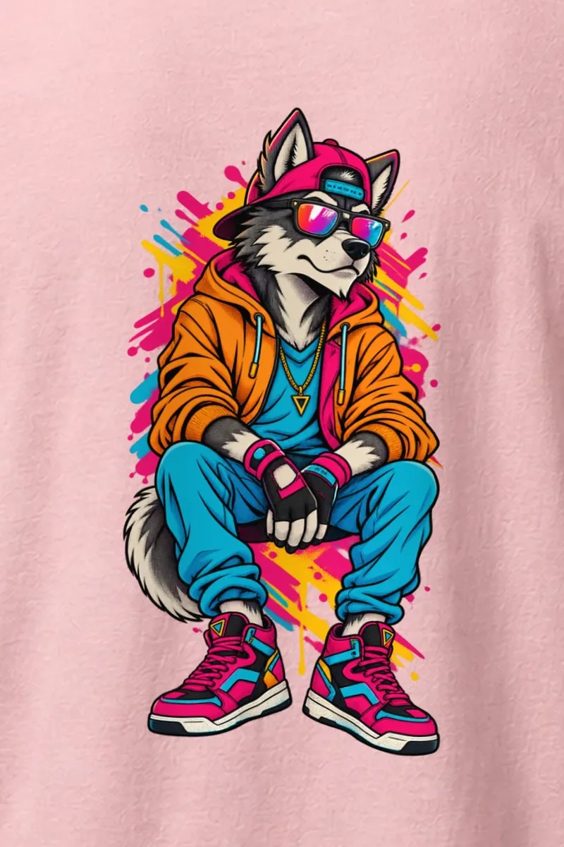 "Streetwear Wolf" Heavyweight Unisex Crewneck T-shirt