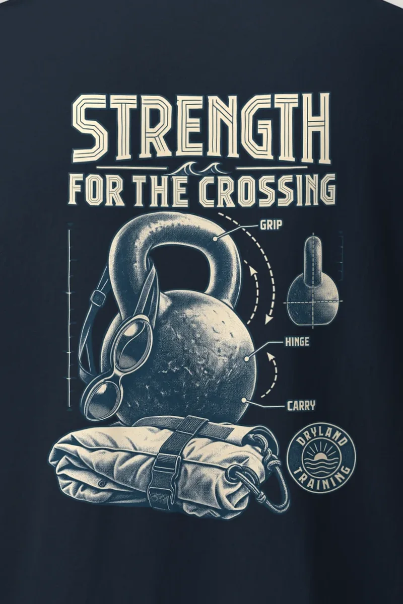 "Strength For The Crossing" Heavyweight Unisex Crewneck T-shirt - the graphic up close
