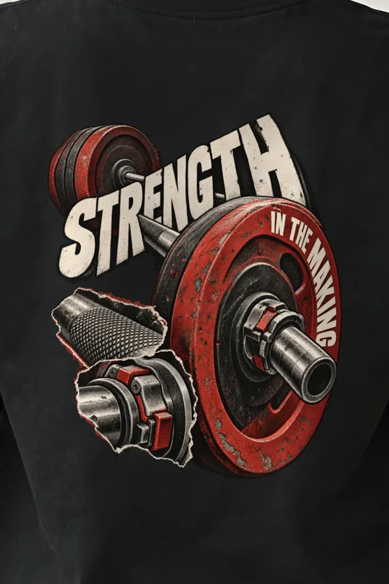 "Strength in the Making" Heavyweight Unisex Crewneck T-shirt - the graphic up close