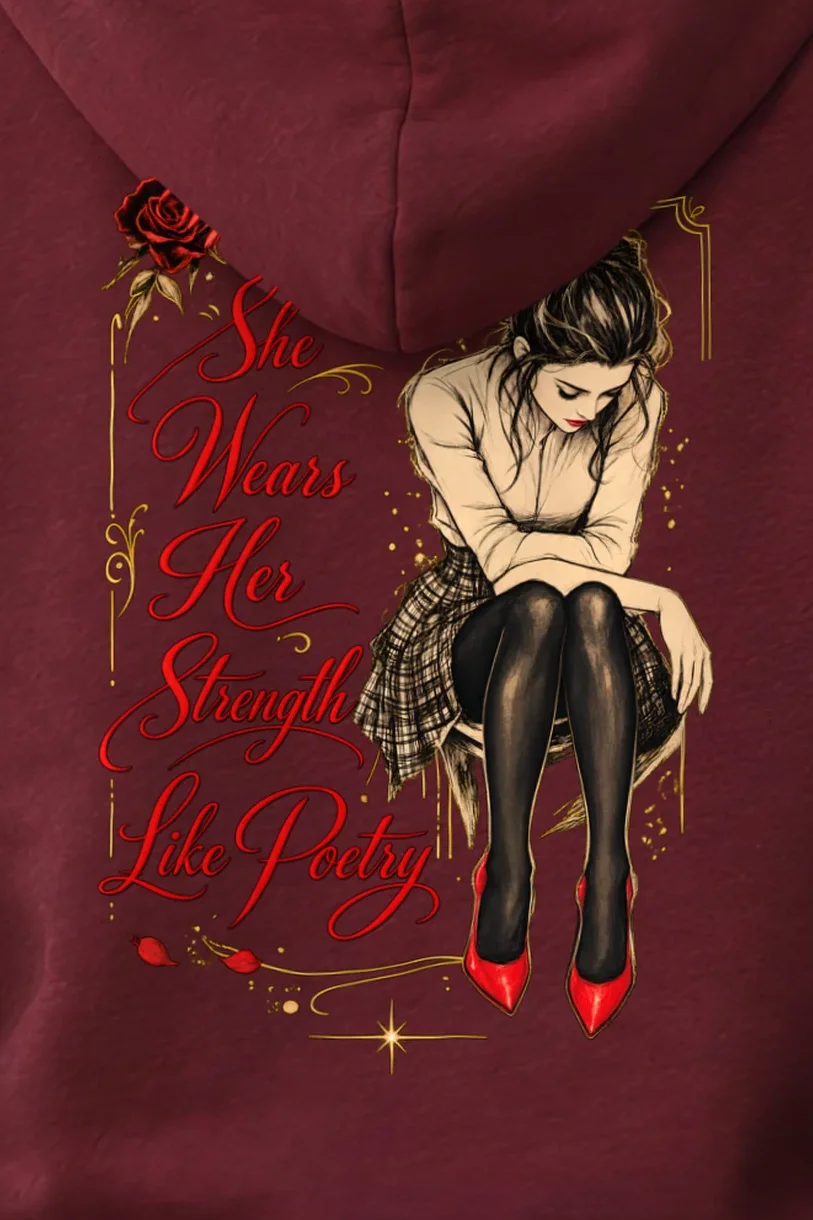 "Strength Like Poetry" 1 Pullover Hoodie - the graphic up close